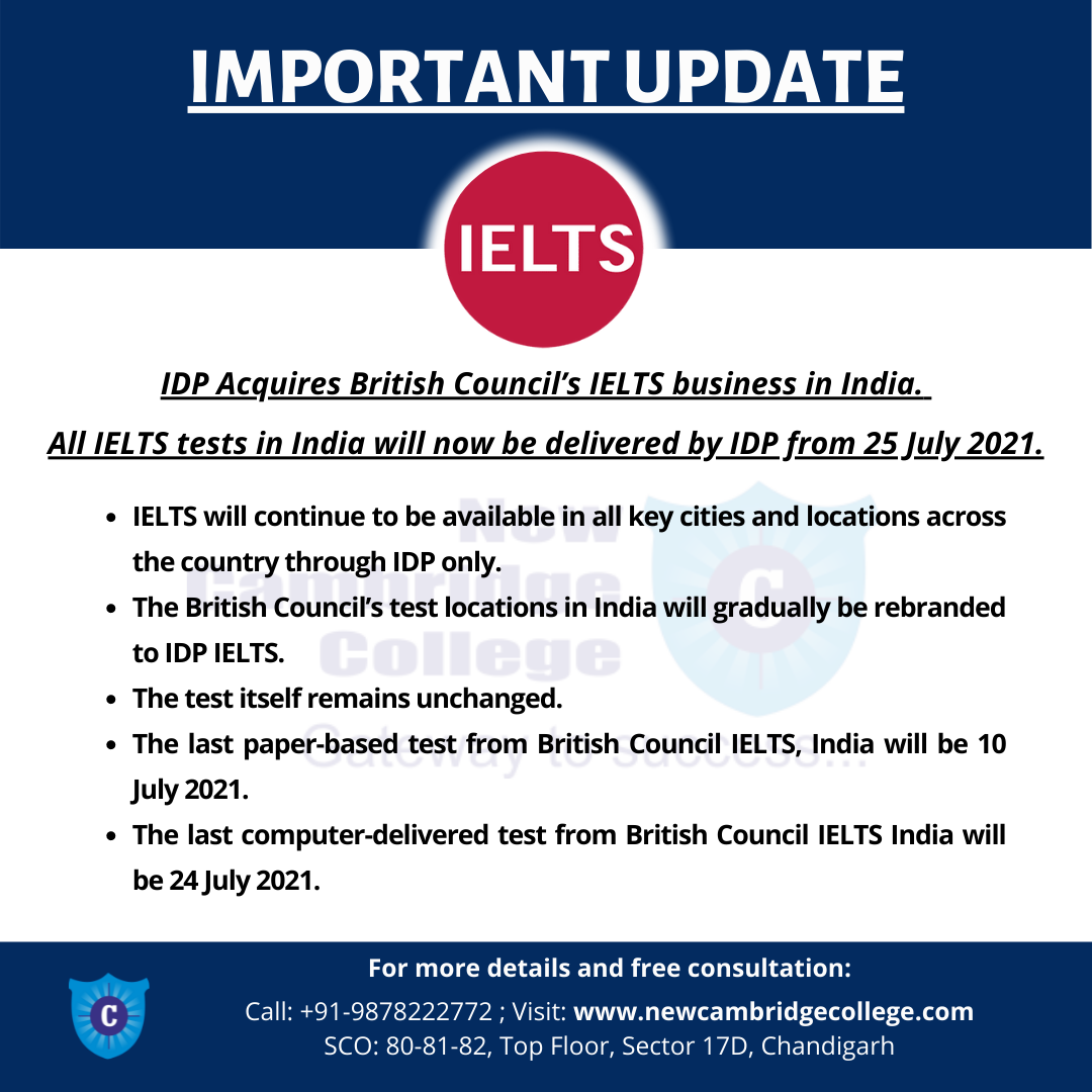 IMPORTANT IELTS UPDATE – IDP acquires British Council India